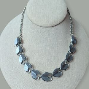 Midcentury Moonglow Dove Gray Hearts Silver Tone Choker